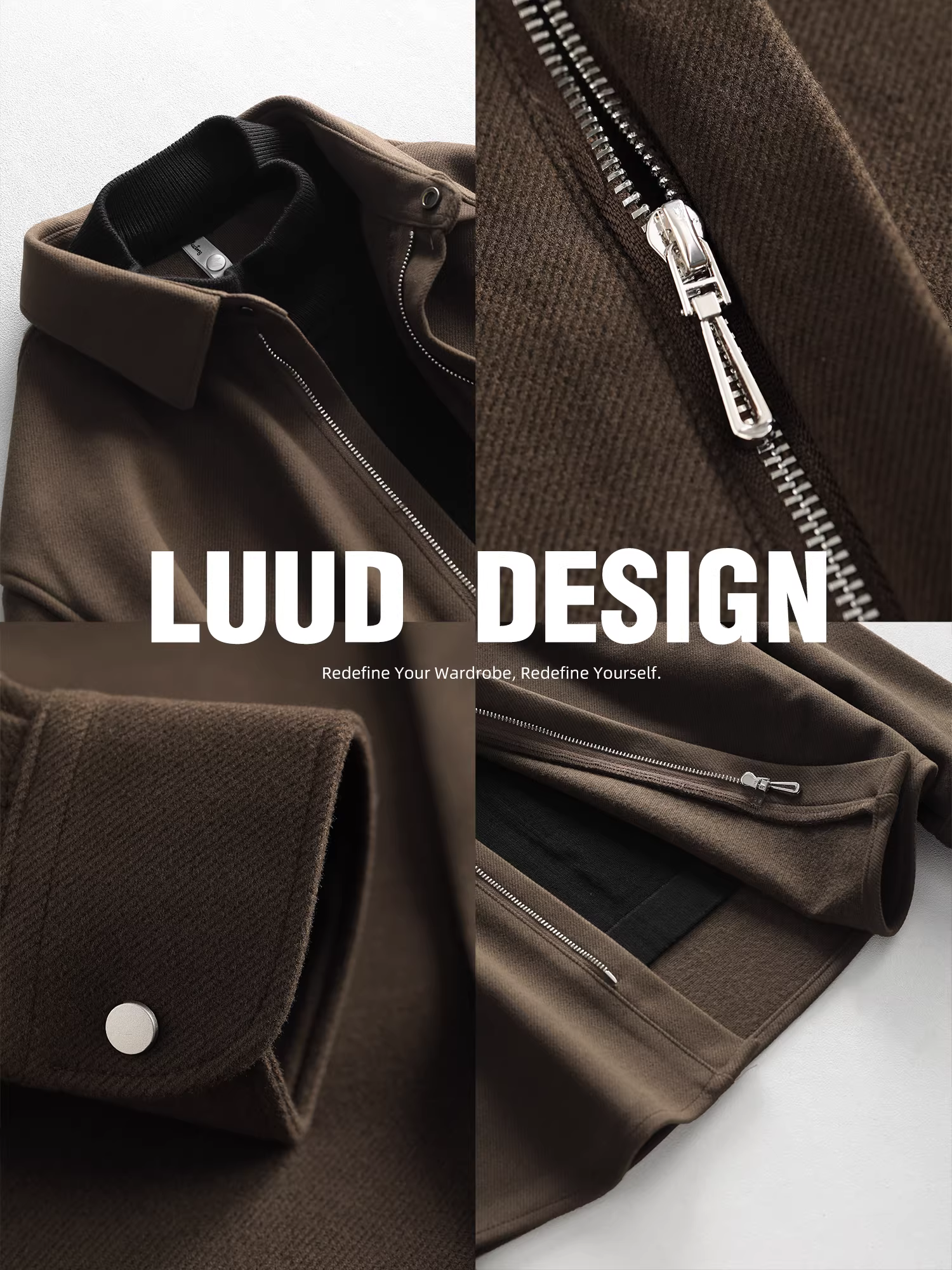 Áo khoác len kiểu dáng áo sơ mi LUUD dành cho nam giới kiểu dáng ôm vừa vặn theo phong cách retro trẻ trung kiểu Hàn Quốc áo khoác giả hai mảnh có ve áo