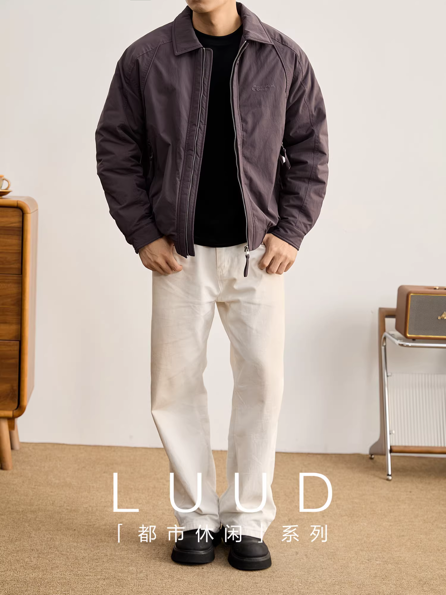 Áo khoác phao nam mùa đông LUUD ngoài trời, kiểu dáng rộng, ngắn, chống gió và ấm áp, chất liệu lông vũ trắng, cổ trụ.