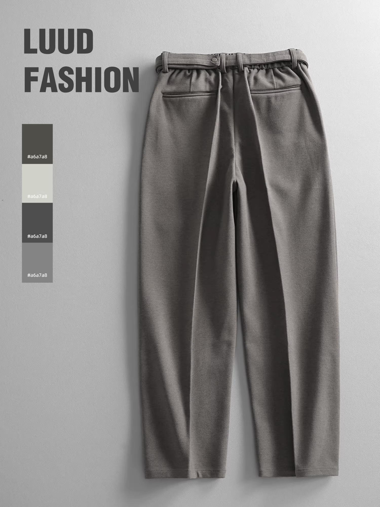 Quần len ấm áp LUUD dành cho nam, quần ống đứng chải kỹ cao cấp có cạp lưng bán co giãn, quần dài thường ngày