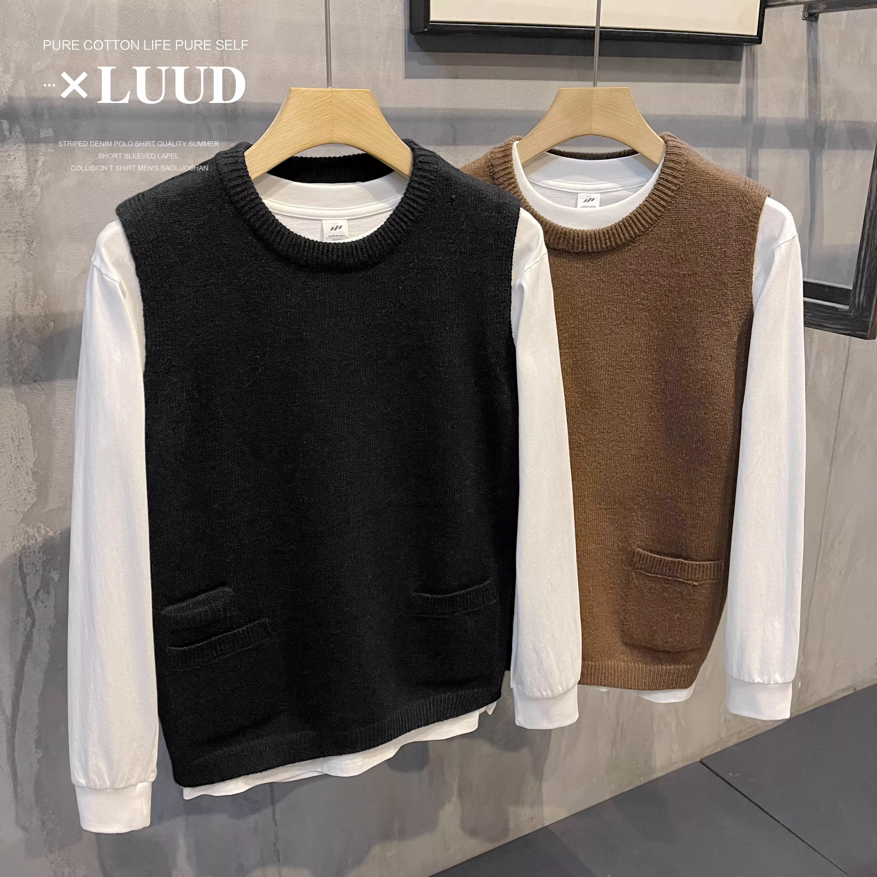 Ưu đãi đặc biệt: Áo len nam không tay mùa thu đông, kiểu dáng cổ điển Hàn Quốc, màu trơn, thời thượng.