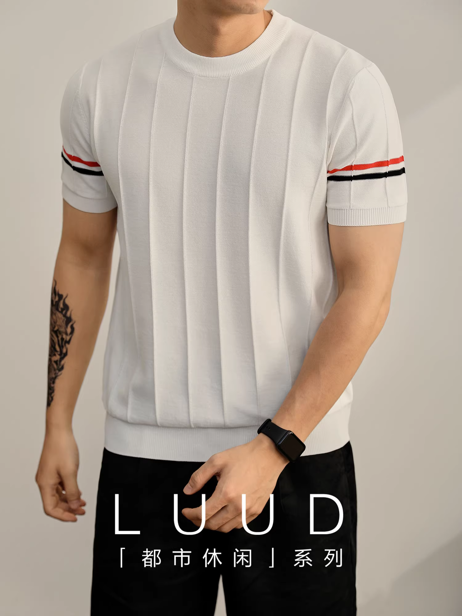 Ưu đãi đặc biệt: Áo thun nam tay ngắn cổ tròn, phối màu sọc dọc phong cách đường phố, chất liệu lụa mát, ôm dáng, kiểu dáng mùa hè