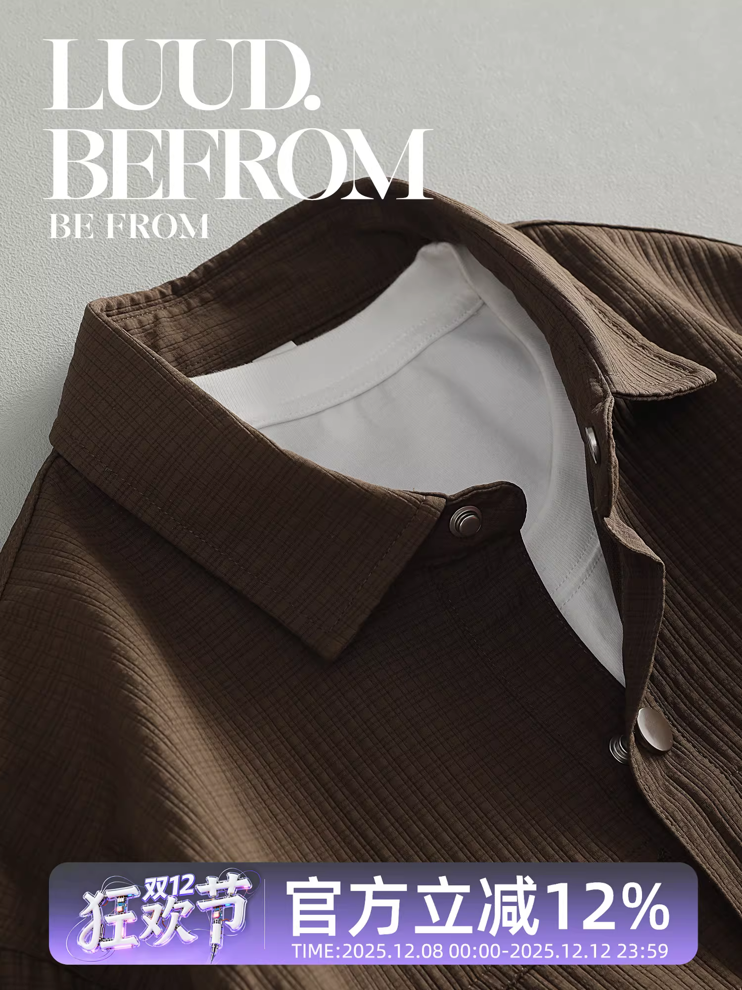 Áo khoác sơ mi kẻ caro mùa thu mới LUUD, chất liệu không nhăn, kiểu dáng cổ điển, đa năng, trẻ trung, cổ trụ, tay dài