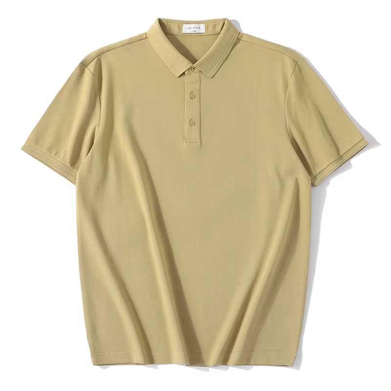 Áo thun có cổ thoáng khí bằng lụa dâu tằm LUUD mát mẻ và thoải mái dành cho nam giới, áo sơ mi Polo ngắn tay màu đen đơn giản, vừa vặn, đa năng