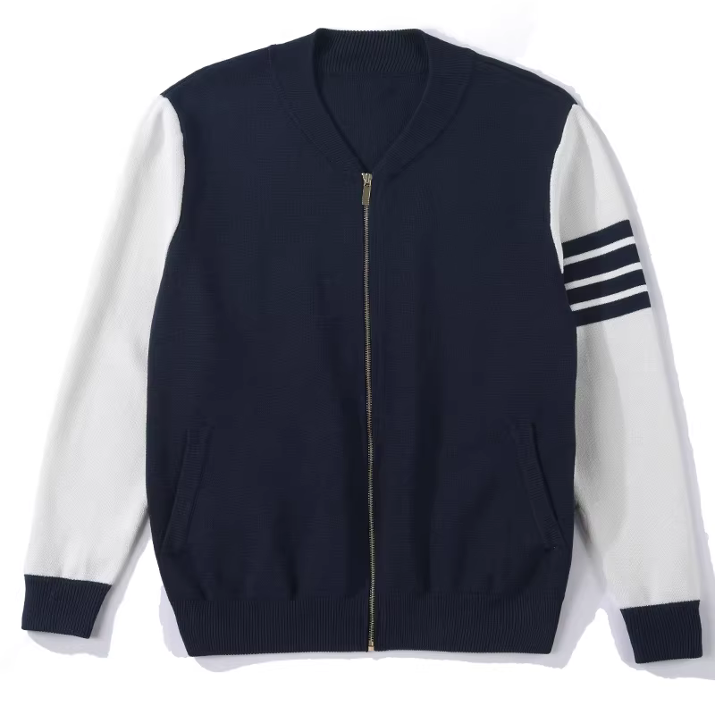 Áo khoác bóng chày màu sắc phối hợp thời trang LUUD phong cách Hàn Quốc dành cho giới trẻ, áo len nam thời trang có khóa kéo, áo khoác dệt kim