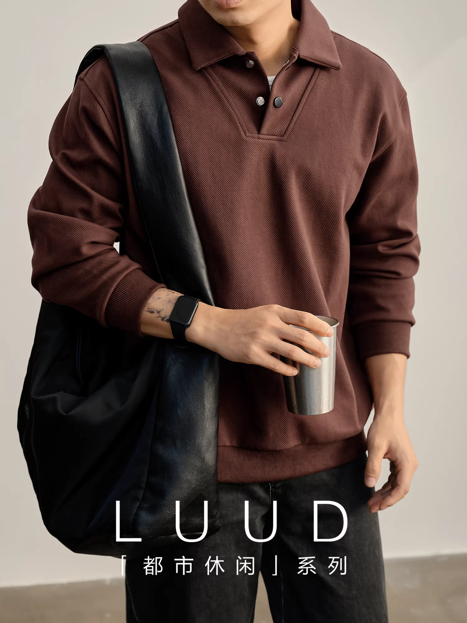 Áo thun polo nam chất liệu vải tuýt, kiểu dáng cổ điển Nhật Bản, phong cách tiền cổ, chất liệu dày dặn 380g, dáng rộng, thương hiệu LUUD cityboy.