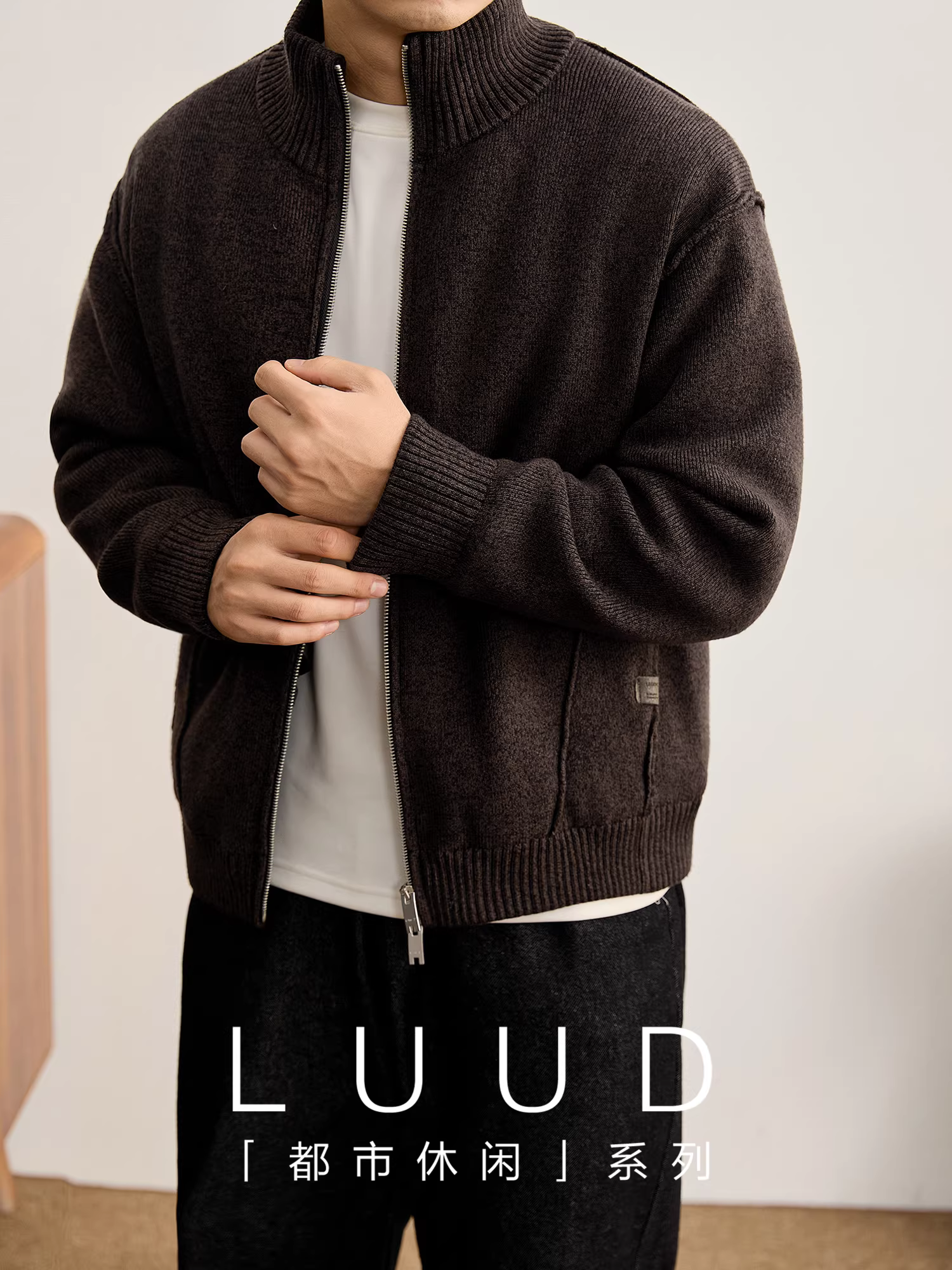 Áo khoác dày dặn có cổ đứng LUUD dành cho nam, áo khoác len có đường khâu ngược mùa đông 90% áo len lông vịt