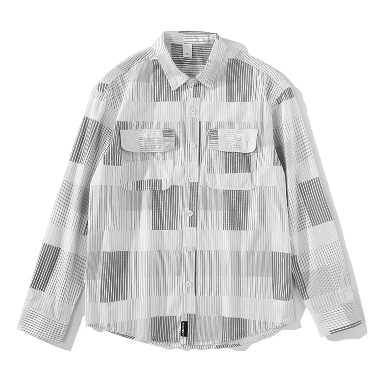 Áo sơ mi sọc phối màu sang trọng LUUD dành cho nam, phong cách Anh quốc, sành điệu và đa năng, áo khoác ngoài, áo sơ mi dài tay mùa thu