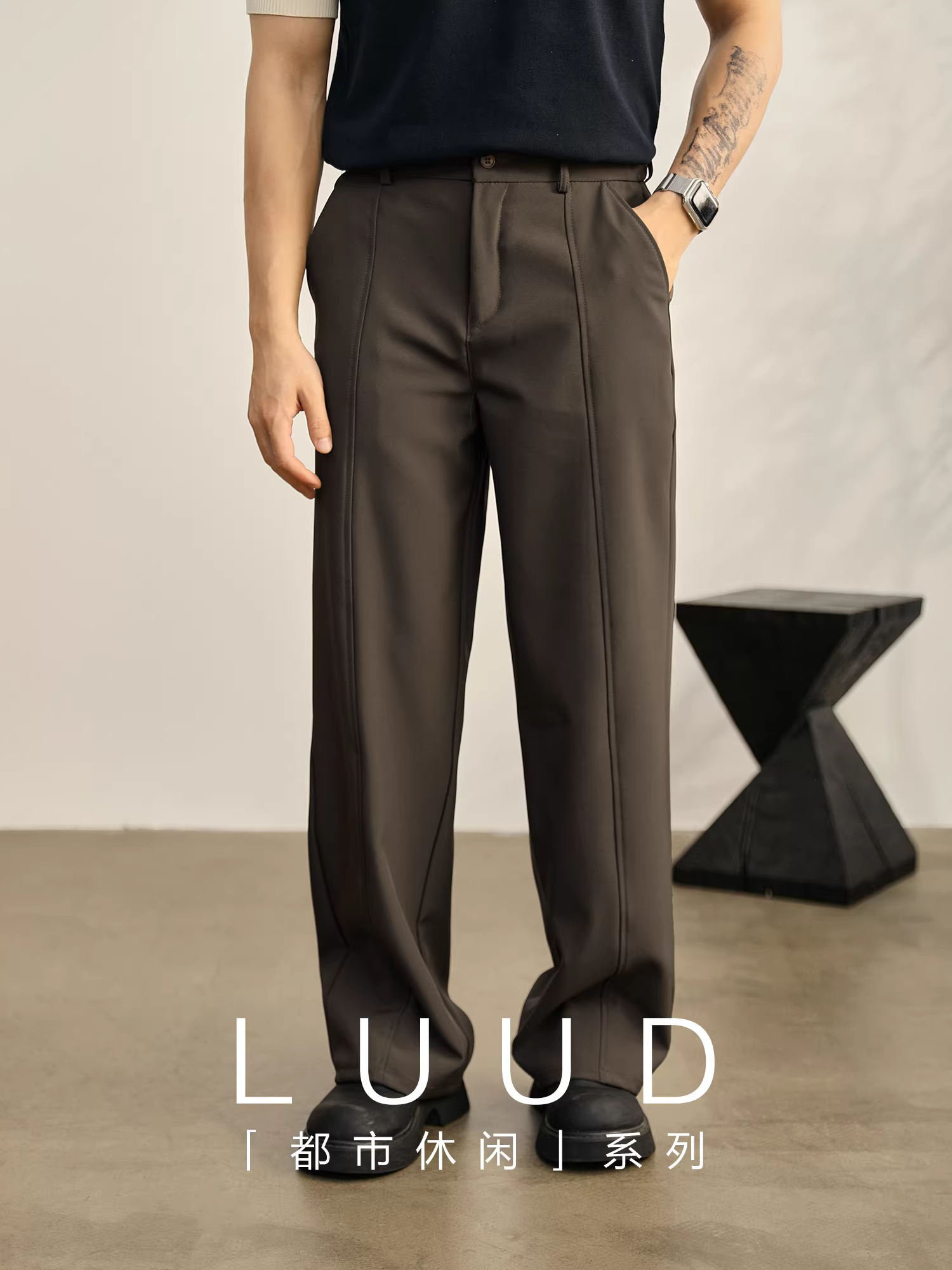 Quần tây LUUD kiểu dáng cổ điển thanh lịch với thiết kế đường xẻ, mang lại cảm giác cao cấp, quần dài ống rộng thẳng không nhăn dành cho nam