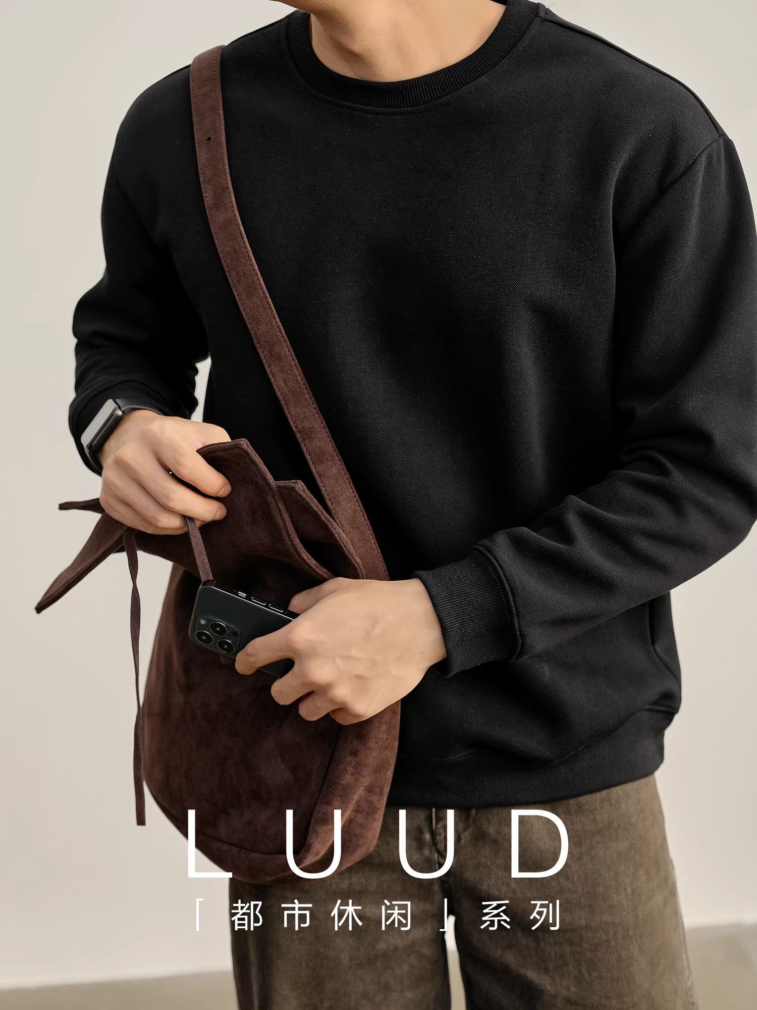 Áo len nam phong cách Hàn Quốc màu trơn LUUD dành cho đi làm hàng ngày, áo thun dài tay đơn giản cơ bản kiểu dáng trễ vai.