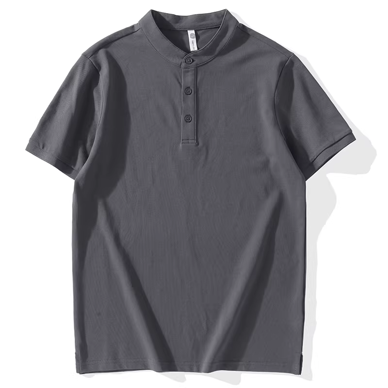 Áo thun ngắn tay màu trơn LUUD Henry cổ tròn, kiểu dáng ôm body, chất liệu cotton thoáng khí, vạt áo xẻ tà dành cho nam