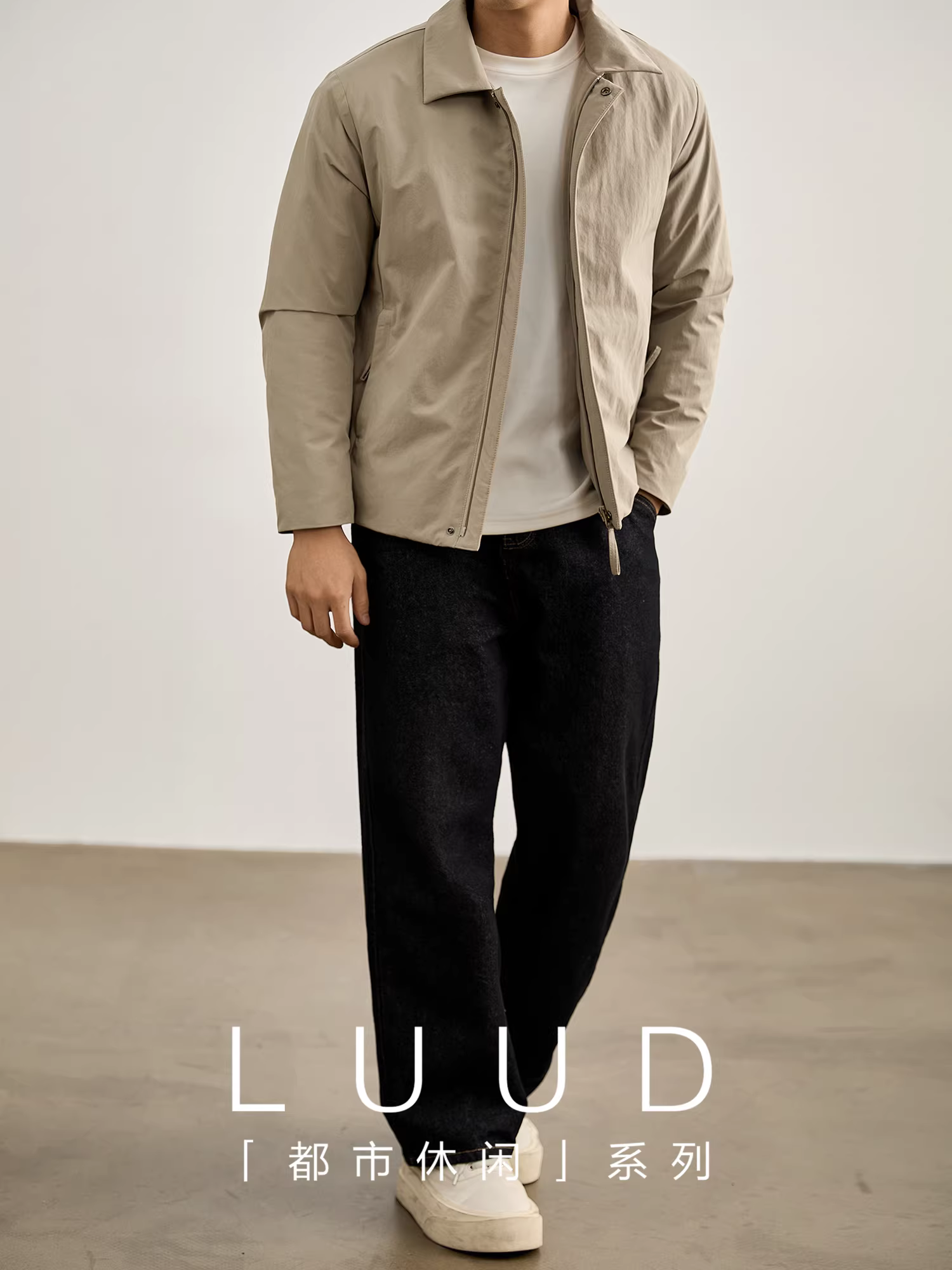 Áo khoác nam kiểu dáng đơn giản LUUD, chất liệu cotton may chần, cổ trụ, giữ ấm mùa đông, chống gió.