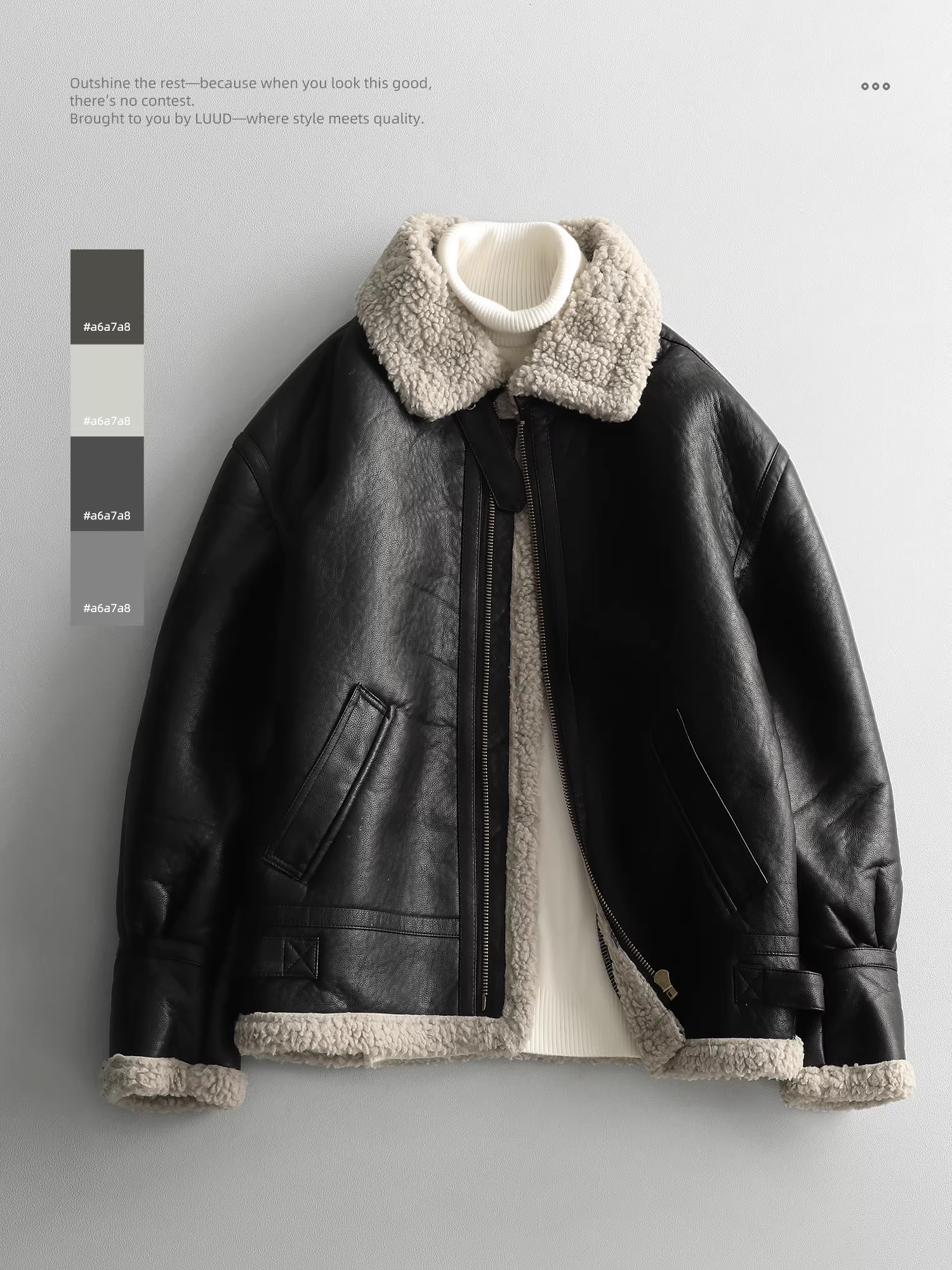 Áo khoác lông cừu LUUD dành cho nam, áo khoác biker dày dặn mùa đông, áo khoác da PU thương hiệu thời thượng, áo khoác da len cừu mát mẻ