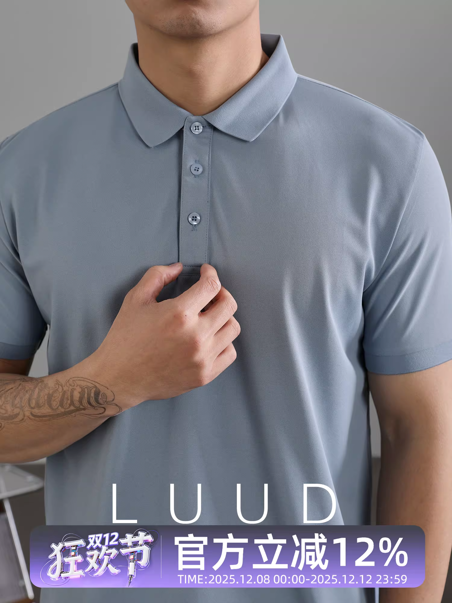 Áo polo nam LUUD đa năng, dáng ôm, tay ngắn, cổ điển, chất liệu thoáng khí, thấm hút mồ hôi, thời trang.