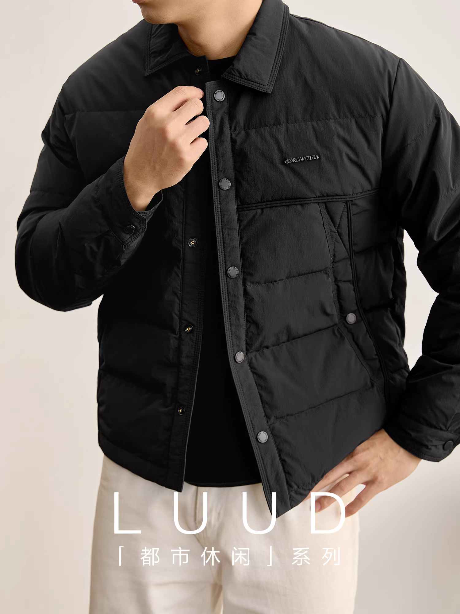 Áo khoác lông vũ trắng thời trang LUUD có ve áo dành cho nam, quần áo mùa đông, thương hiệu thời thượng, phối chữ, chống gió, giữ ấm khi đi ngoài trời
