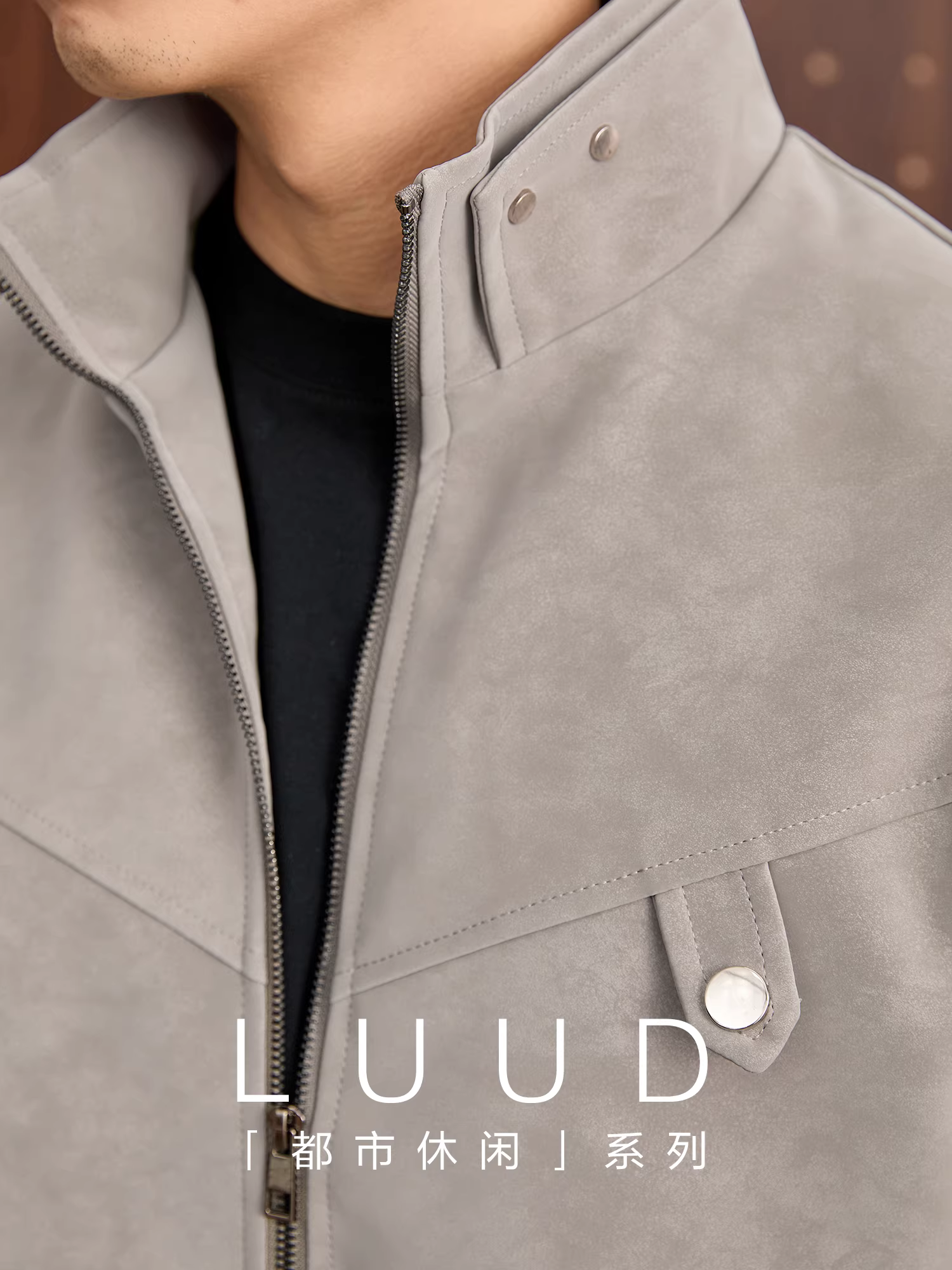 Áo khoác da PU nam LUUD kiểu batik, màu mờ, rách khắp bề mặt, kiểu dáng cũ kỹ, có trang trí khuy và thiết kế đường nét phá cách