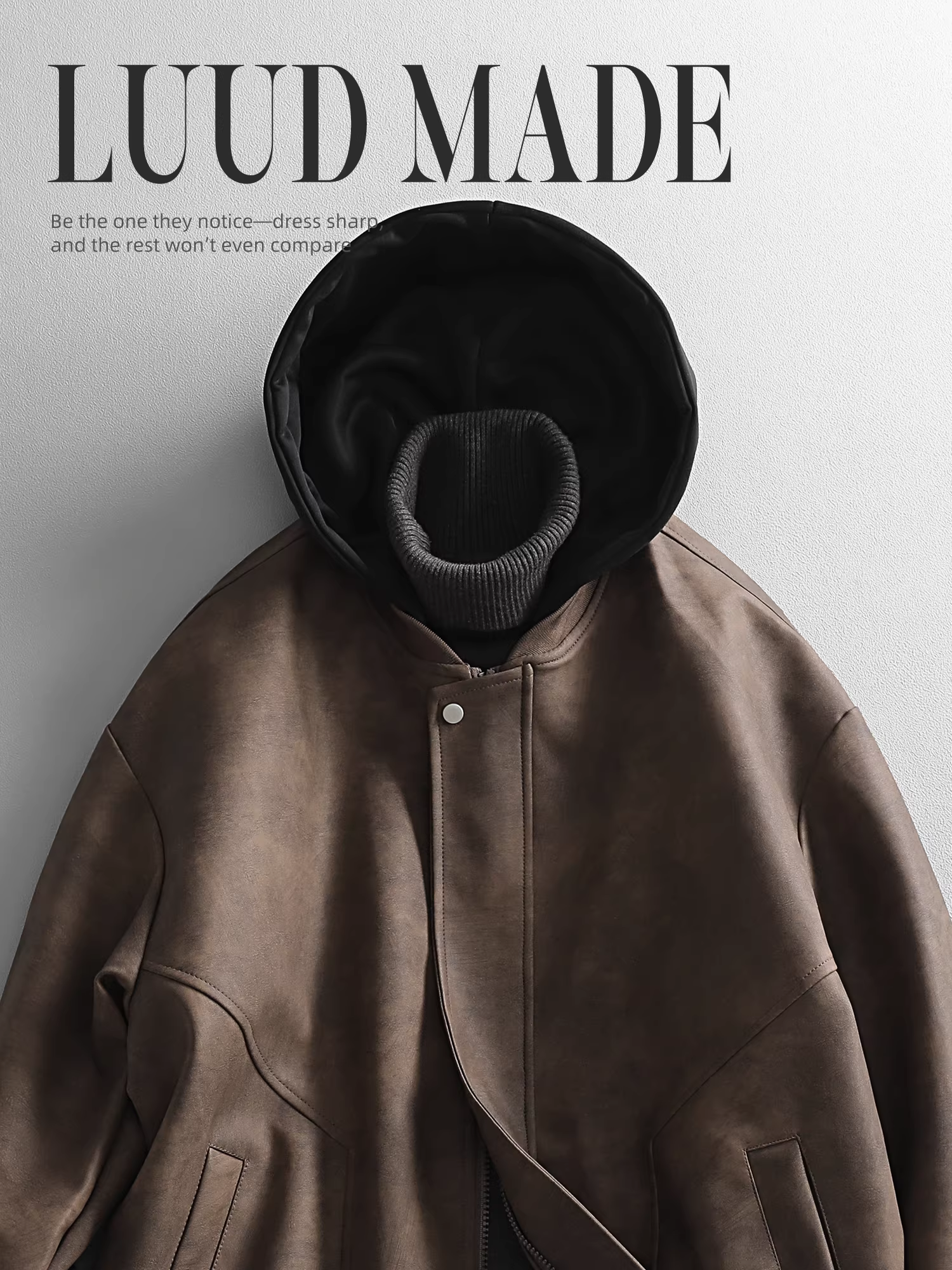 Áo khoác da có mũ trùm đầu có thể tháo rời kiểu Mỹ LUUD dành cho nam, áo khoác da PU đi xe máy mùa thu, áo khoác phi công mát mẻ