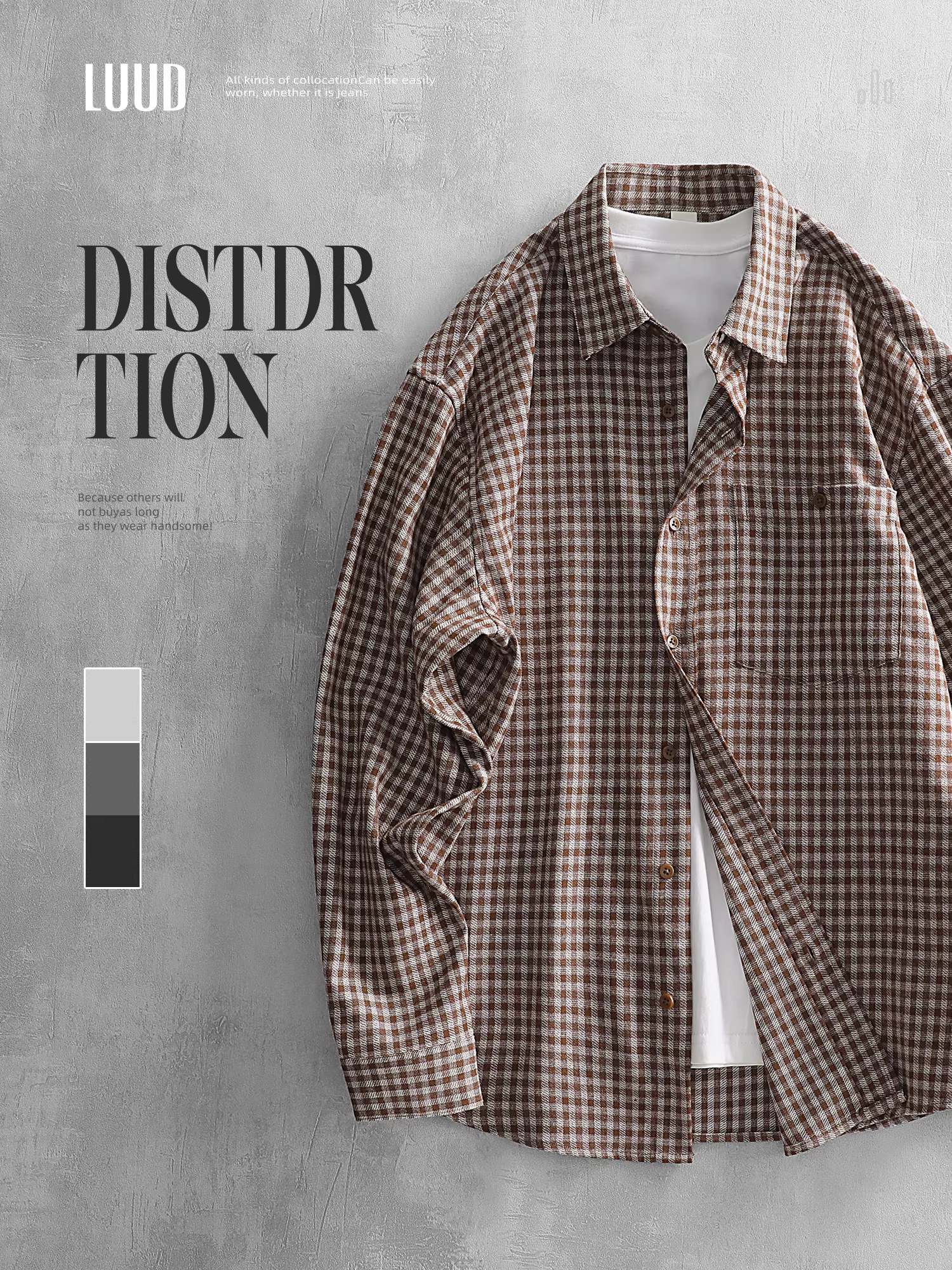 Ưu đãi đặc biệt: Áo sơ mi dài tay kiểu dáng mới, phong cách retro cá tính, mang lại cảm giác cao cấp, họa tiết lưới, chất liệu vải chải mềm, kiểu dáng áo khoác hơi rộng.