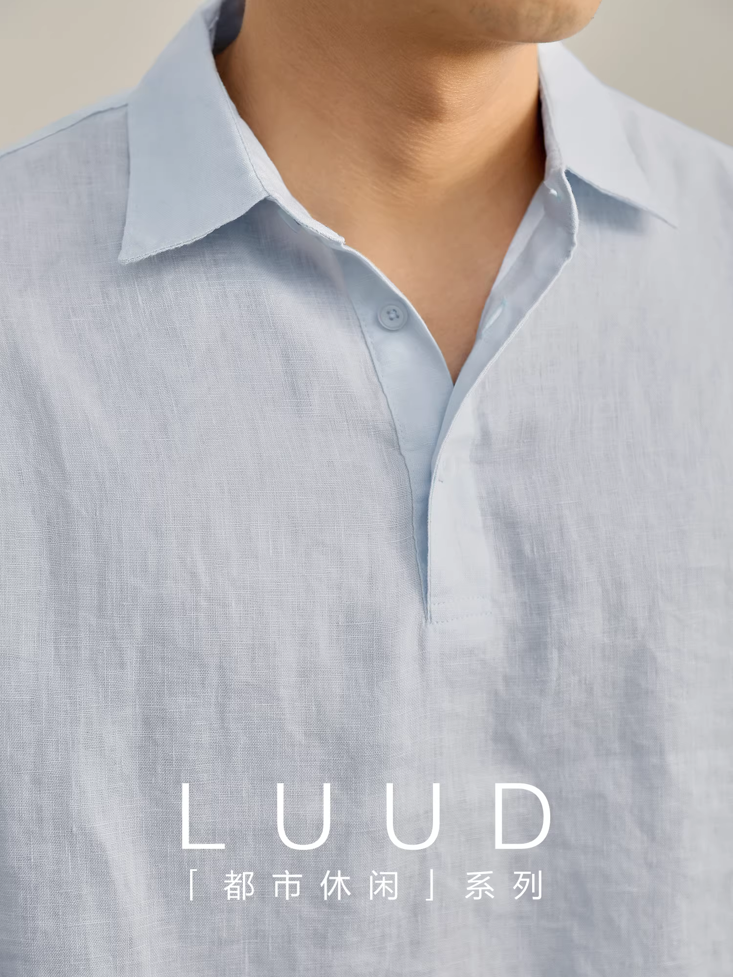 Áo thun nam tay ngắn có cổ bằng vải lanh nguyên chất của Ý LUUD, tay áo cuộn mùa hè, viền xẻ tà, áo sơ mi POLO thoáng khí và thấm hút ẩm