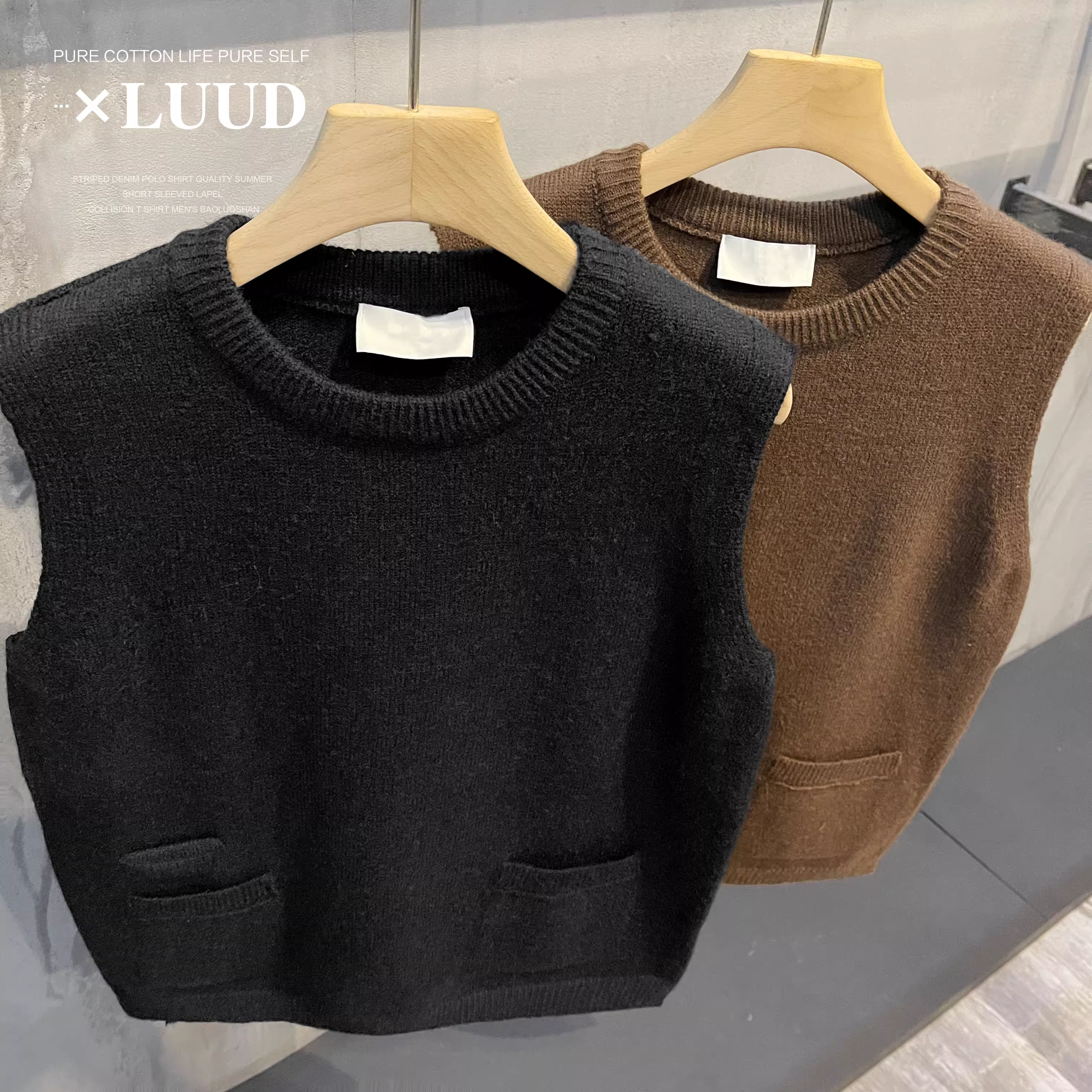 Ưu đãi đặc biệt: Áo len nam không tay mùa thu đông, kiểu dáng cổ điển Hàn Quốc, màu trơn, thời thượng.