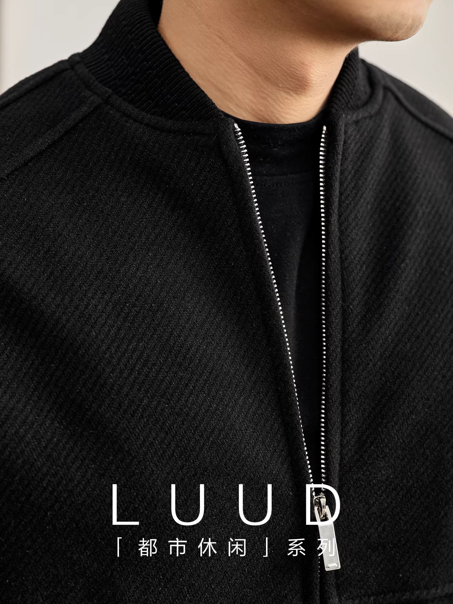 Áo khoác bóng chày có họa tiết vải chéo kiểu cổ điển của Mỹ LUUD dành cho nam, áo khoác có đường nét phân đoạn theo phong cách tối giản mùa thu đông.