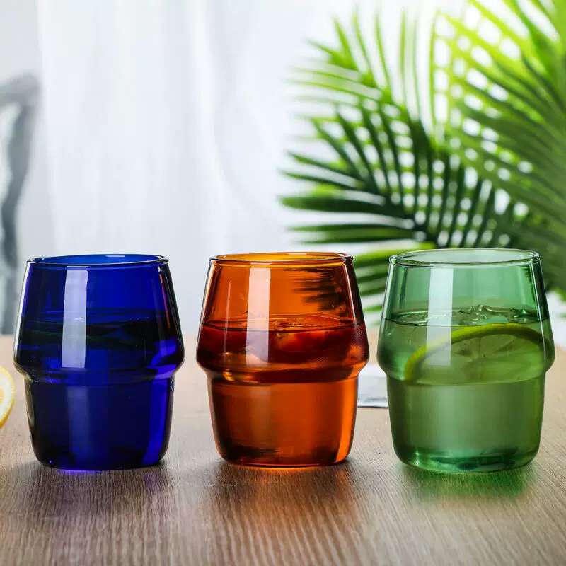 Ly thủy tinh màu kiểu Nhật, ly cà phê, ly nước, ly đồ uống, ly nước ép, ly sữa, ly ăn sáng, ly văn phòng, kiểu dáng hiện đại, sáng tạo