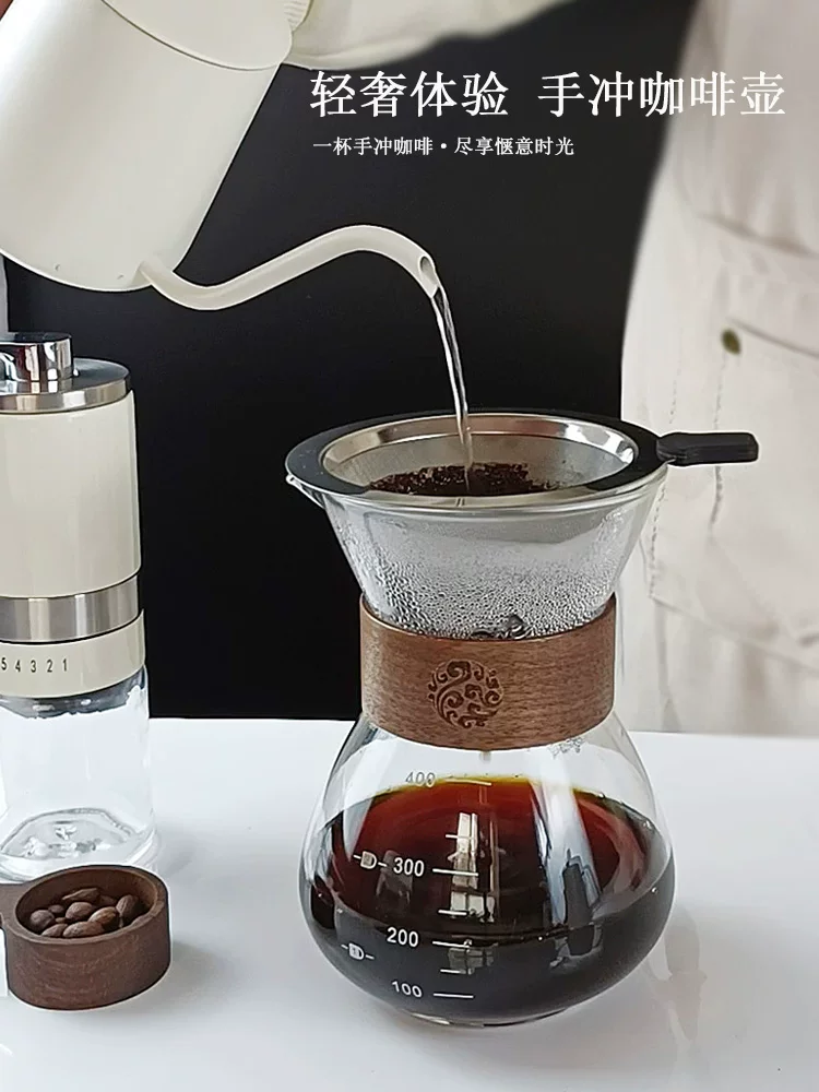 Bộ ấm pha cà phê thủ công Dheer tích hợp với ấm chia sẻ, bộ lọc cà phê, tách treo tai, tách pha cà phê, bộ đồ thủy tinh.