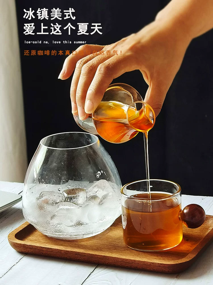 Bình pha cà phê lạnh hai lớp bằng kính, bình chia cà phê đá, bình pha cà phê lạnh, bình pha Americano đá, bình pha cà phê thủ công