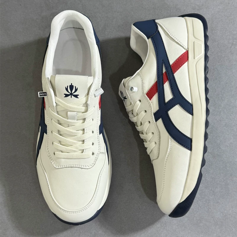 Giày Nam DeXun 2025 Mẫu Mới Da Thật Thời Trang Giày Thể Thao Sneaker Nam Màu Khối Cổ Điển Giày Forrest Gump