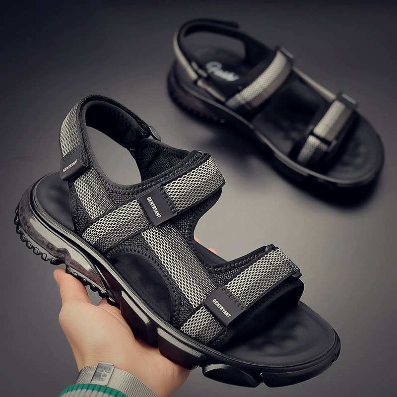 Giày sandal kiểu Anh cho nam, kiểu dáng mùa hè mới, đế dày, thoáng khí, đế mềm, cỡ lớn, giày đi biển cho nam, thể thao và giải trí trên bãi biển