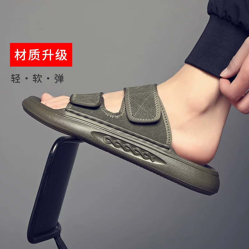 Dép mùa hè dành cho nam để mang ngoài trời, nhẹ, đế mềm, chống trơn trượt, chống mùi, dép thông thường sành điệu, dép da nam thời trang.