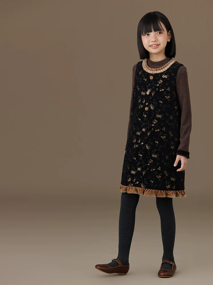 Quần áo trẻ em Hazi Váy vest nữ màu đen cổ điển Jacquard Váy trẻ em phong cách Trung Quốc mới Quần áo mùa đông cho bé gái 25 kiểu mới