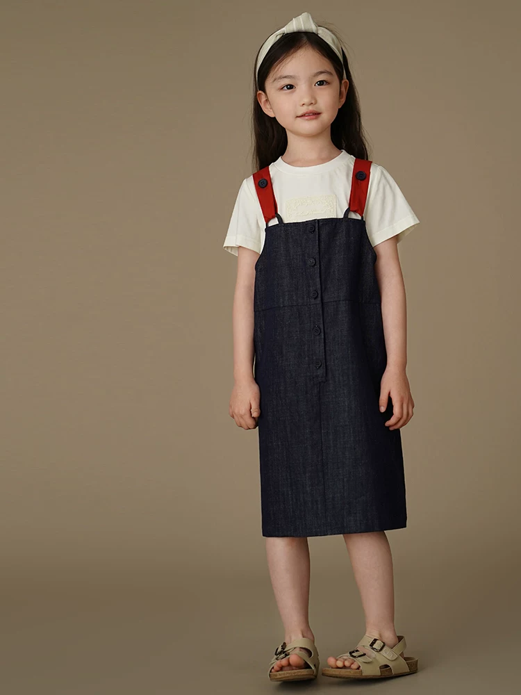 Hazi Quần Áo Trẻ Em Mùa Hè Váy Denim Trẻ Em Vintage Váy Suspender Thường Ngày Váy Không Tay Cho Bé Gái Thiết Kế Đơn Giản