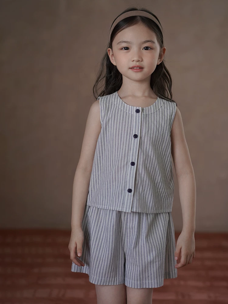 Quần áo mùa hè cho trẻ em Quần sọc kiểu Nhật Quần short cotton thân thiện với da Quần short bé gái thường ngày kiểu dáng mỏng mùa hè