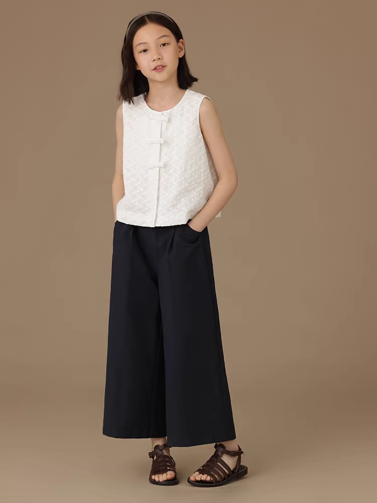 Quần áo trẻ em màu trắng kiểu truyền thống áo không tay bằng vải jacquard hoàn toàn bằng cotton mặc mùa hè áo vest kiểu Trung Quốc mới dành cho bé gái áo khoác ngoài mỏng