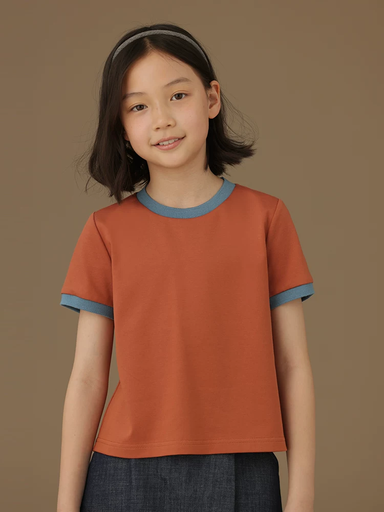 Áo thun trẻ em màu cam làm bằng cotton, đa năng và thoáng khí, áo ngắn tay cho bé trai và bé gái, kiểu dáng mỏng mùa hè, hợp thời trang.