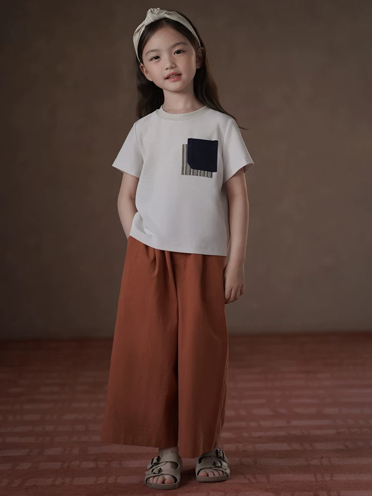 Quần áo trẻ em Hazi Áo thun dệt kim mỏng mới mùa hè dành cho bé trai và bé gái Áo ngắn tay đơn giản và cao cấp
