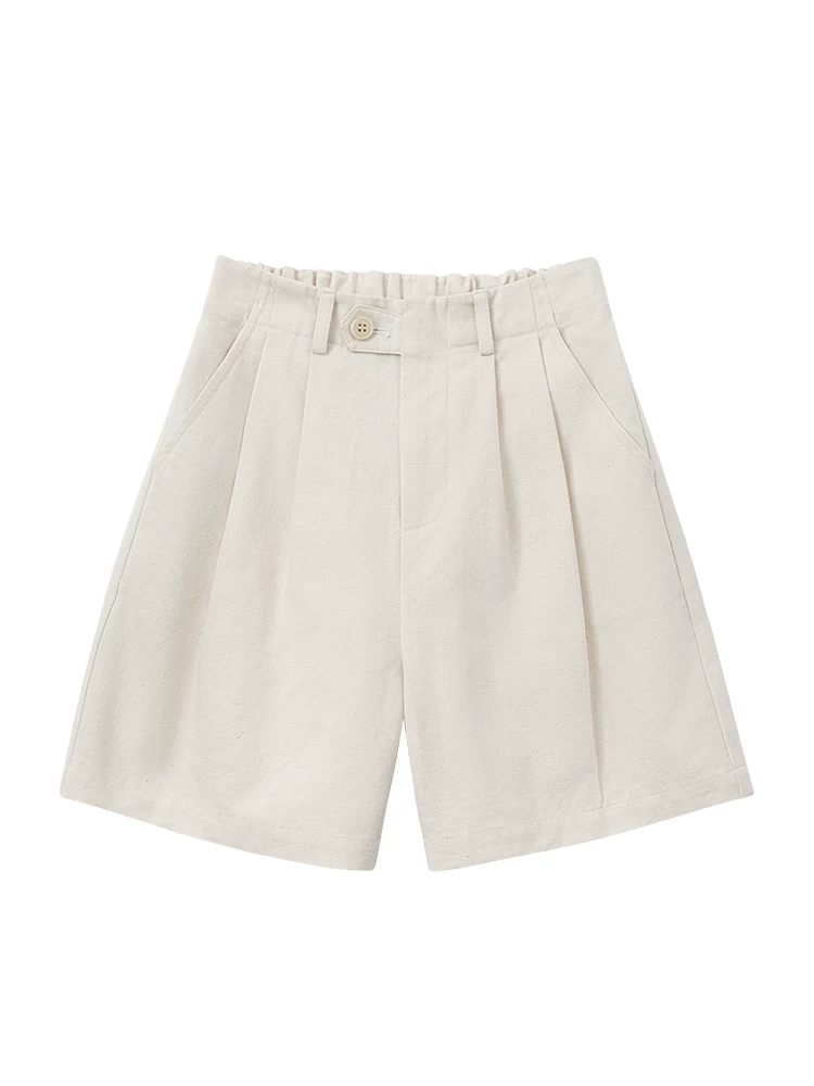Quần áo trẻ em Hazi Sản phẩm mới: Quần short cotton-linen dáng rộng, thiết kế cạp lưng bán co giãn, một khuy, kiểu dáng thường ngày dành cho mẹ và bé gái mùa hè.