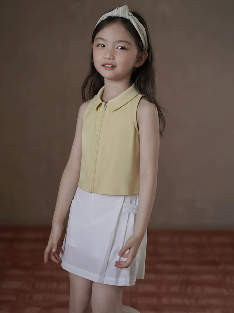Áo vest trẻ em, áo thun không tay thoáng mát và nhanh khô mùa hè, áo polo thể thao thường ngày mùa hè cho bé gái