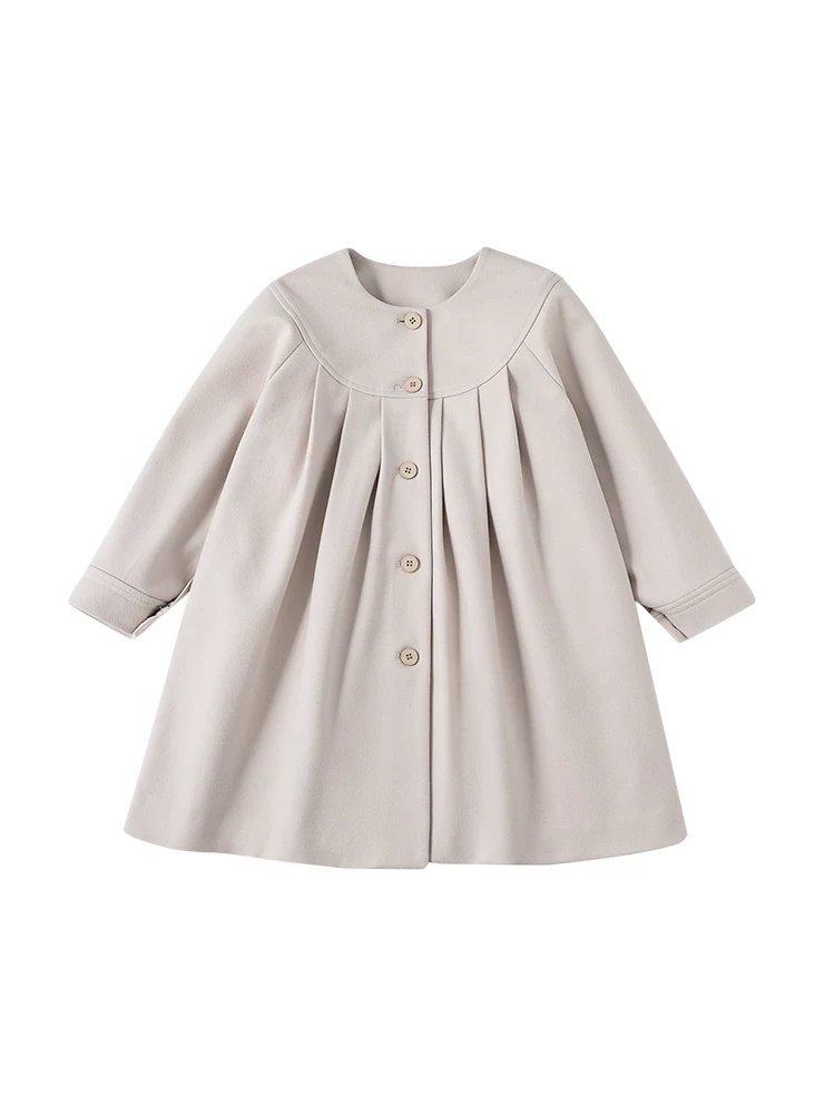 Quần áo trẻ em áo khoác thu đông, áo khoác dày giữ ấm kiểu trench coat cho trẻ lớn, áo khoác len thời trang cho bé gái.