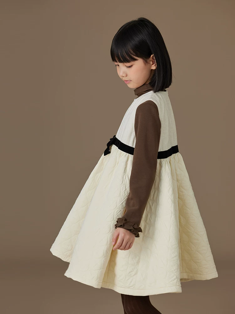 Váy vest trẻ em cho mùa thu đông, váy dài thường ngày dày dặn, kiểu dáng cha mẹ và con cái, váy bé gái, kiểu dáng thời trang cho trẻ lớn.