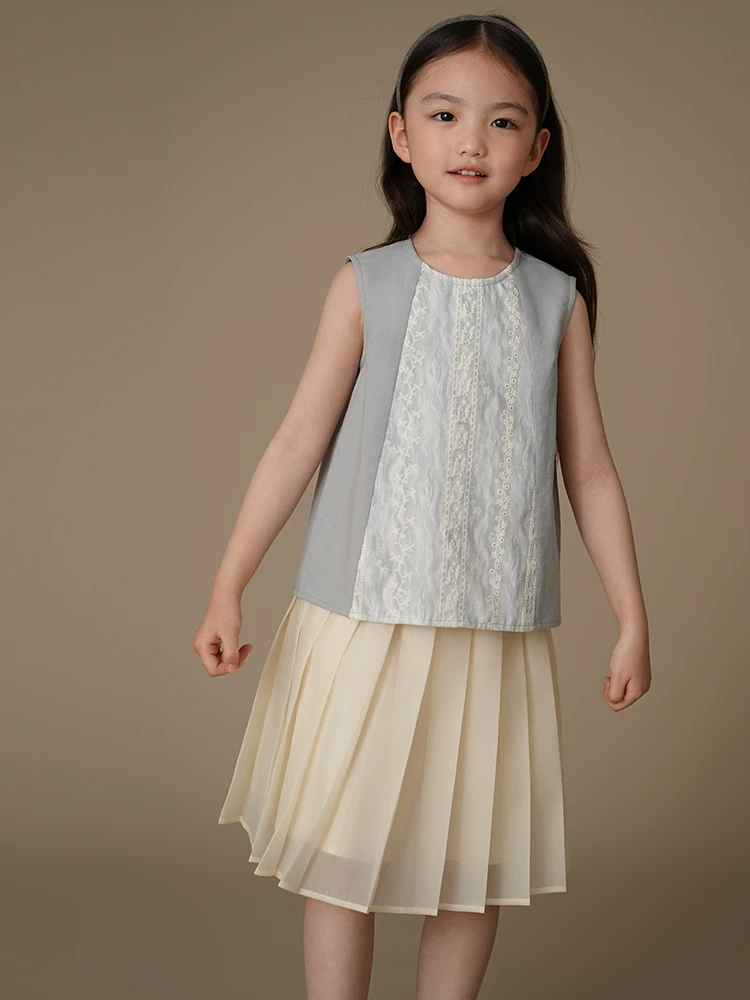 Áo thun bé gái Hazi 2025 phong cách Trung Hoa mới, chất liệu cotton linen thân thiện với da, thoáng khí, dành cho mùa hè