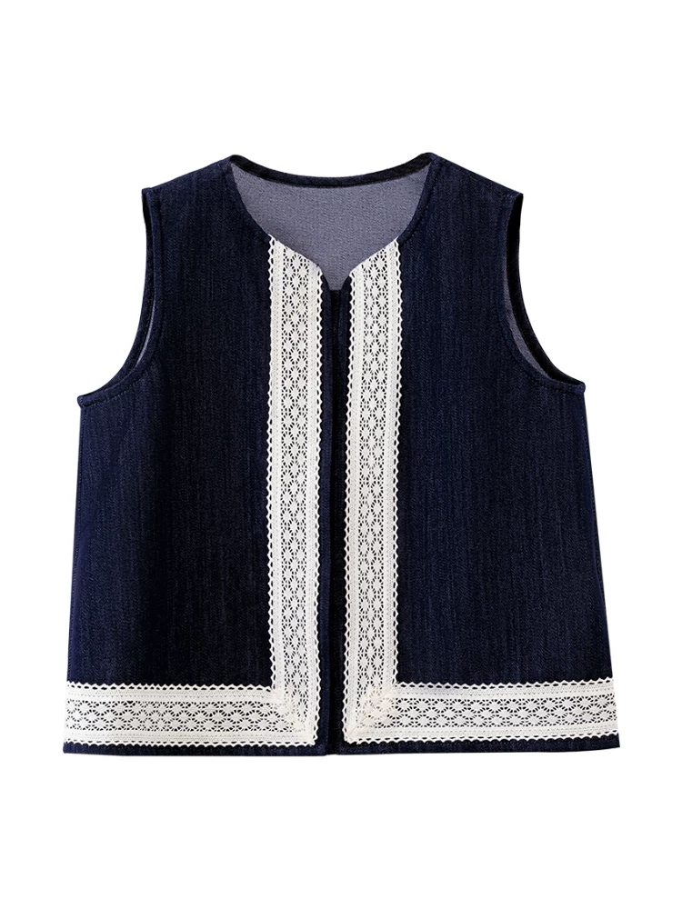 Quần áo trẻ em Hazi Áo trẻ em mùa hè Áo sơ mi cổ điển giản dị Áo vest denim cho bé gái Quần áo mùa hè cho trẻ em cỡ vừa và lớn 25 kiểu mới