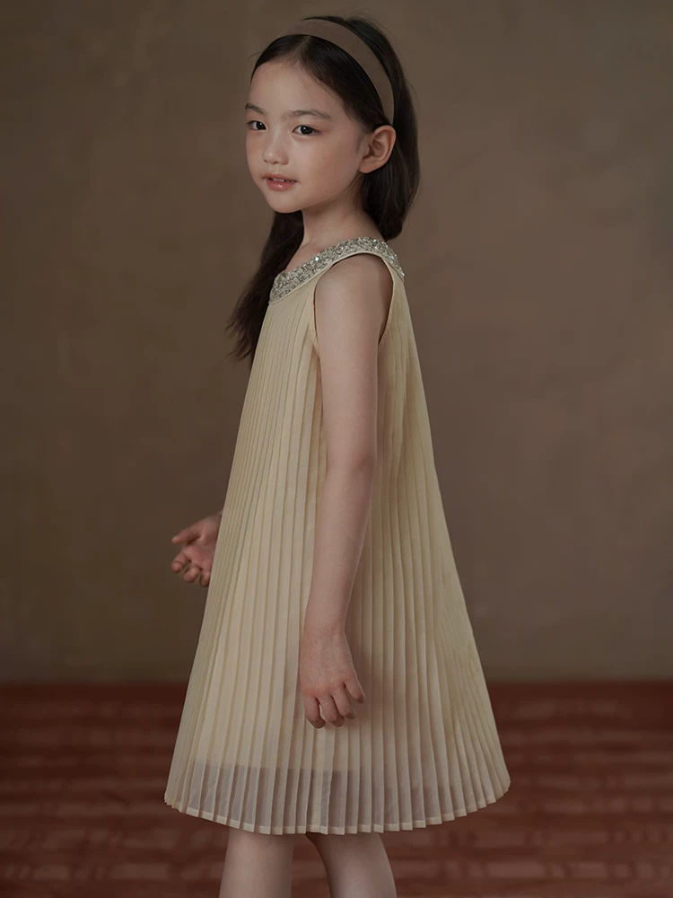Quần áo trẻ em Ha Chi Váy ba lỗ mùa hè cho bé gái Váy sequin nặng Váy xếp ly cho bé gái Váy trang trọng cho trẻ em cỡ vừa và lớn