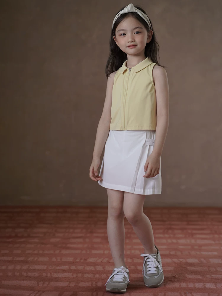 Áo vest trẻ em, áo thun không tay thoáng mát và nhanh khô mùa hè, áo polo thể thao thường ngày mùa hè cho bé gái