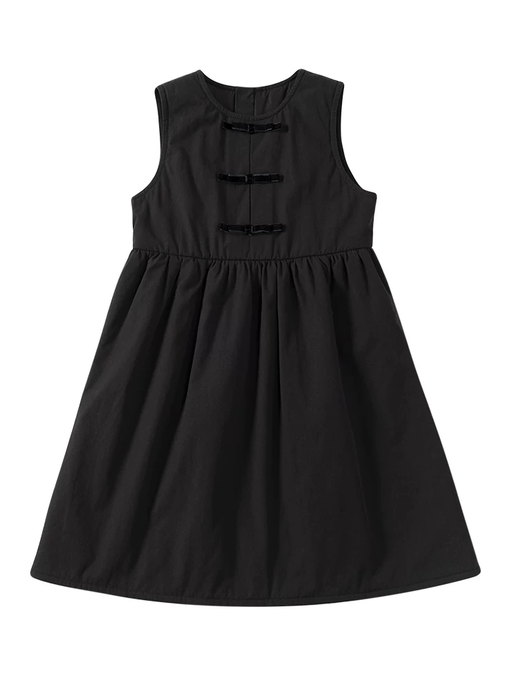 Quần áo trẻ em mùa đông váy vest nơ kiểu Trung Quốc mới nhiều lớp quần áo cotton dày váy bé gái cho trẻ lớn hơn