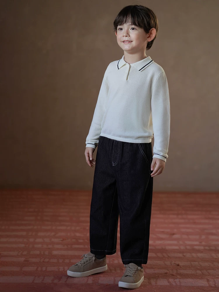 Quần áo trẻ em Hazi Xuân Thu Áo dệt kim trẻ em phong cách Hàn Quốc Áo sơ mi POLO thông thường Áo thun dài tay cho bé trai và bé gái Phong cách mới