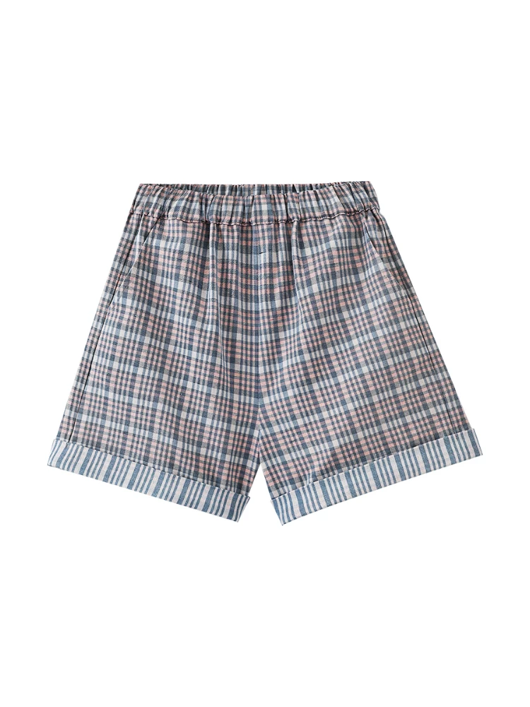 Quần ống rộng mùa hè dành cho trẻ em quần short denim kẻ sọc cổ điển dành cho bé trai và bé gái thường ngày đa năng