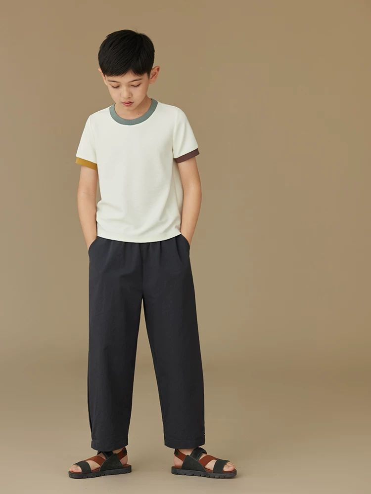 Quần áo trẻ em mùa hè Áo thun trắng trẻ em giản dị đơn giản đa năng mát mẻ bé trai bé gái áo ngắn tay phối màu