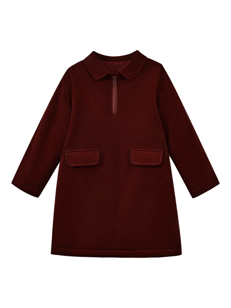 Quần áo trẻ em mùa thu đông váy đệm bông phong cách Hàn Quốc váy công sở dài vừa phải váy nhung cotton cho bé gái áo khoác cotton cho bé gái