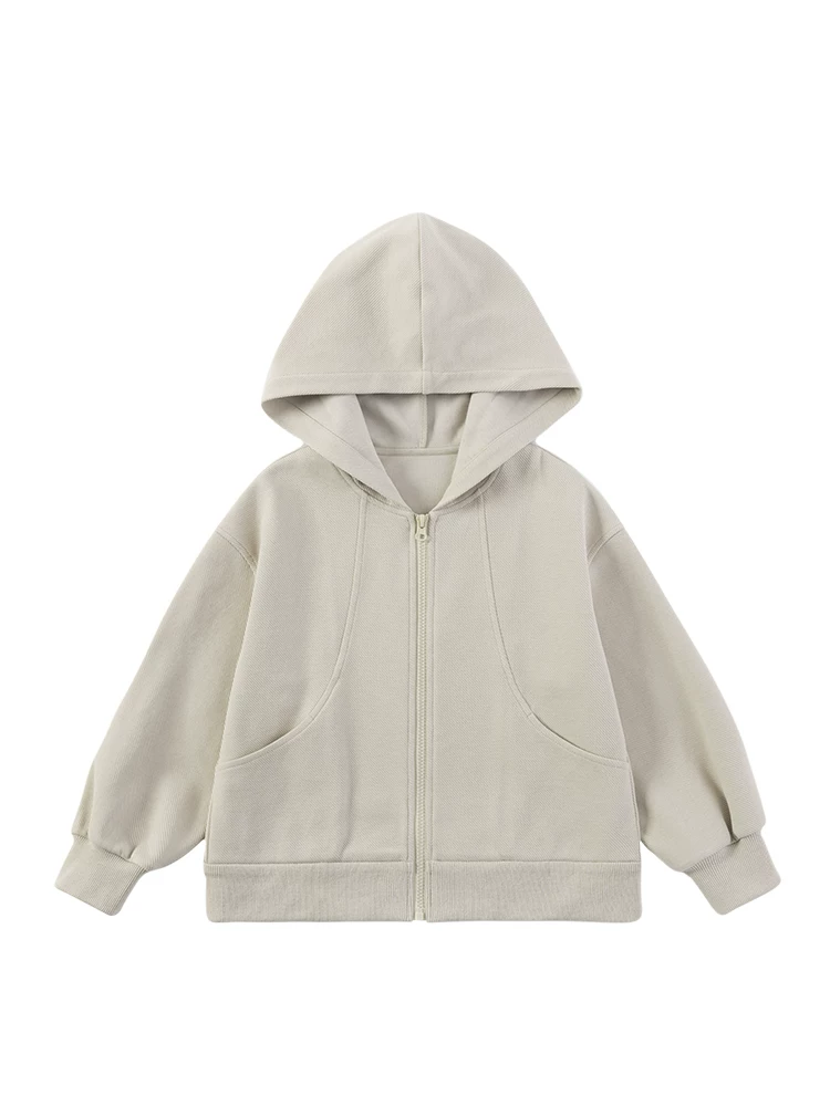Quần áo trẻ em mùa xuân thu cổ điển đơn giản áo len có mũ trùm đầu bé trai và bé gái áo cardigan giản dị